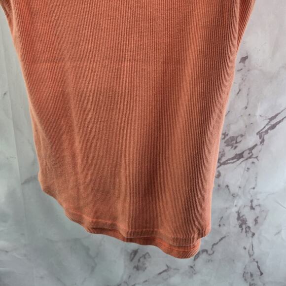 Anthropologie Top Womens Medium Tank Orange Ribbed Henley Scoop Peach Tla - Picture 7 of 9